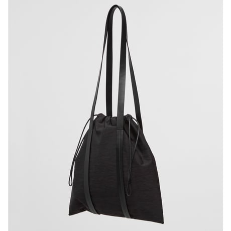 ★ Building Block / Drawstring Tote in Black Crinkle★