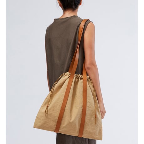 ★ Building Block / Drawstring Tote in Khaki Crinkle ★
