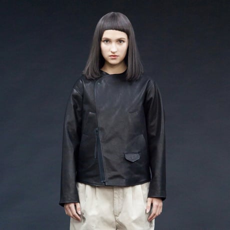★ 20AW /my beautiful landlet - Leather Tuck Jacket (BLACK) ★