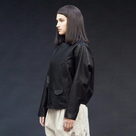 ★ 20AW /my beautiful landlet - Leather Tuck Jacket (BLACK) ★