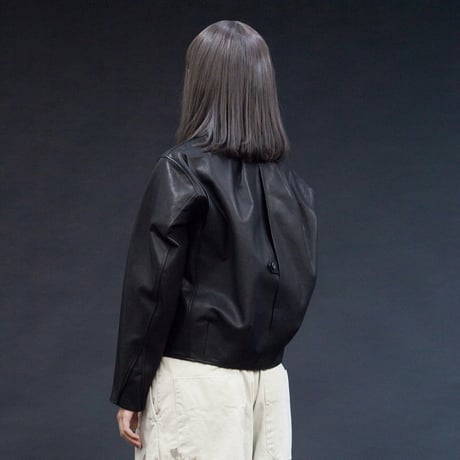 ★ 20AW /my beautiful landlet - Leather Tuck Jacket (BLACK) ★