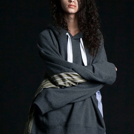 ★ 20SS /my beautiful landlet - cotton switching hoodie (CHARCOAL) ★