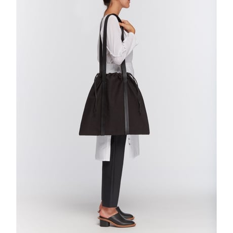 ★ Building Block / Drawstring Tote in Black Crinkle★