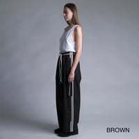 ★ SS23 / my beautiful landlet - TROPICAL CLOTH SIDE LINE WIDE PANTS (BROWN) ★