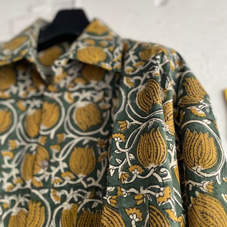 ☆ SS22 / EDWINA HORL - HEMD <FREIHEITSLIEBE> SHIRT (BLOCK PRINT green)☆