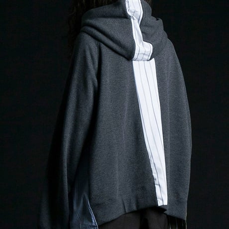 ★ 20SS /my beautiful landlet - cotton switching hoodie (CHARCOAL) ★