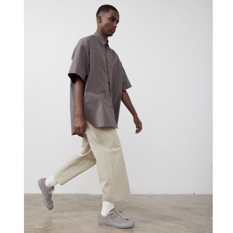 Studio Nicholson / スタジオ ニコルソン | 2021SS | SORONO POWDER COTTON OVERSIZED S/S SHIRTS 半袖 オーバーサイズ シャツ  | S | ネイビー | メンズ