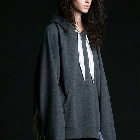 ★ 20SS /my beautiful landlet - cotton switching hoodie (CHARCOAL) ★