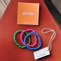 ★ HAPPY BEADS (SWEDEN) / WOOD BEADS  BRACELET (G/P/B 3本set) ★