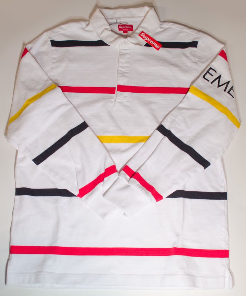 supreme ラガーシャツ Supreme】Stripe Rugby Black ストライプ ラガー
