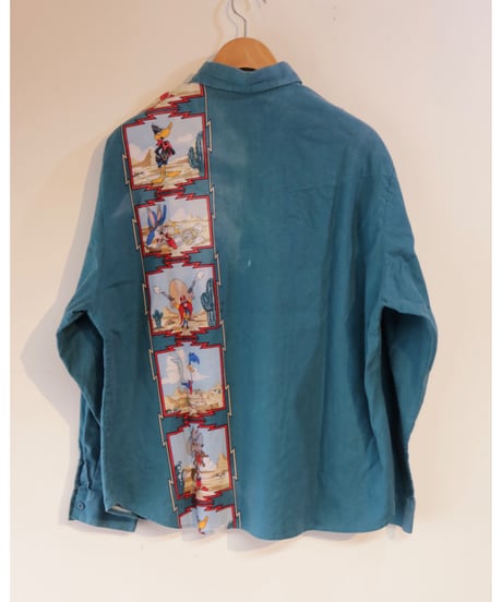 【古着】KARMAN LOONEY TUNES WESTERN SHIRT Green Size XL