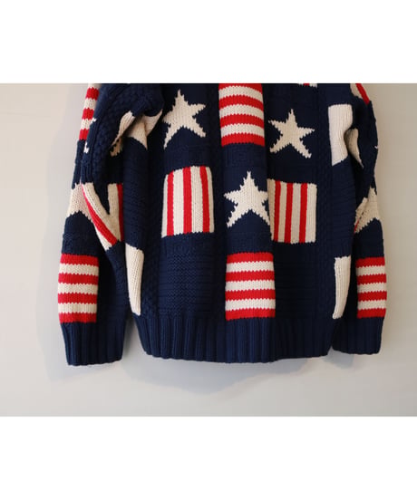 【古着】TOMMY HILFIGER KNIT SWEATER USA Navy/Red/White Size M