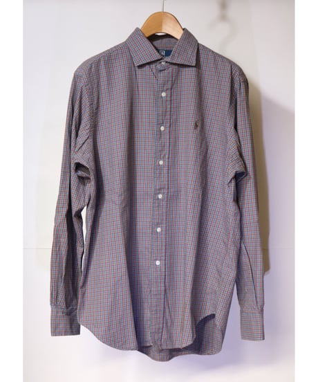 【古着】POLO  RALPH  LAUREN  L/S CHECK BUTTOM SHIRT Brown Size L