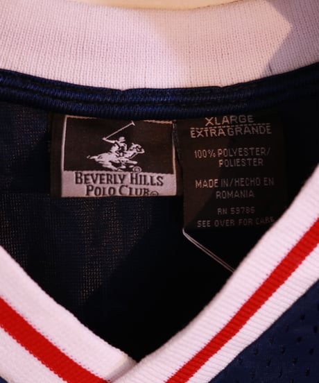 【古着】BEVERLY HILLS POLO CLUB ゲームシャツ Navy/Red Size XL