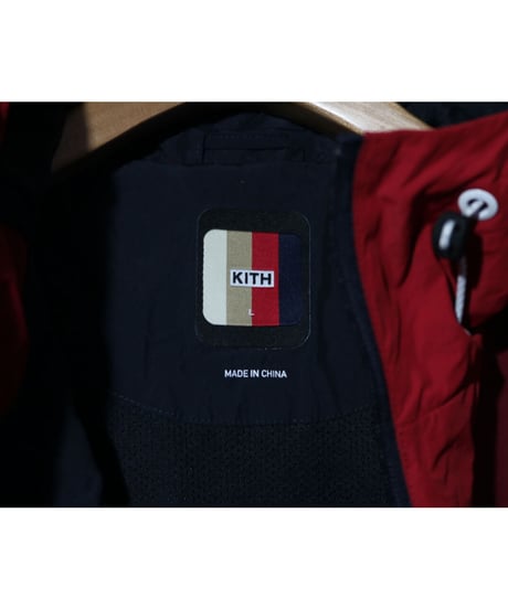 KITH Colorblocked Windbreaker W Hood Red Multi Size L