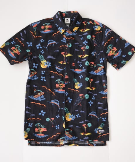 【古着】ADIDAS TROPICAL SS BD SHIRT Black Size S