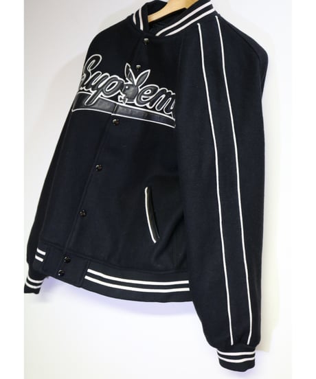 SUPREME ｘ Playboy FW17 Wool Varsity Jacket Black L size