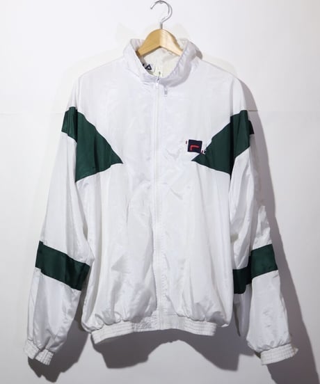 【古着】FILA NYLON JACKET White/ Green Size L