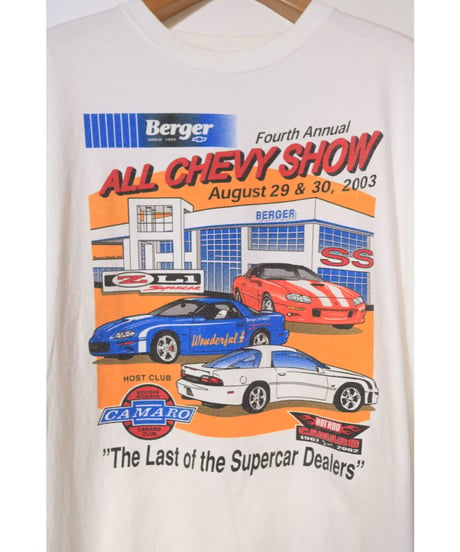【古着】HANES BERGER CHEVY S/S TEE White Size XL