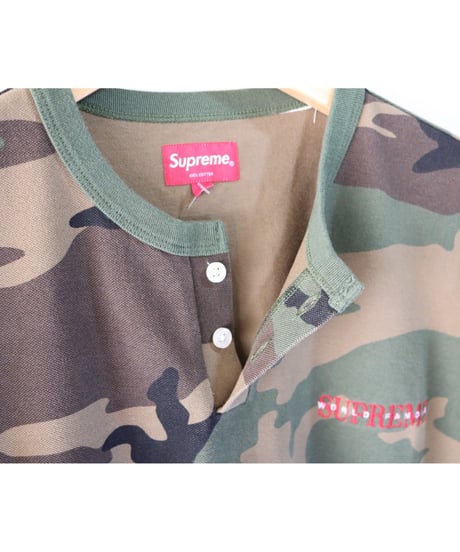 Supreme FW18KN65 Pique S/S Henley M Main Woodland Camo L size