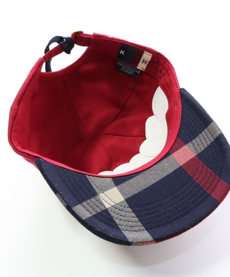 KITH CREST FLAT DAD HAT Navy/Red　キス　チェック　キャップ