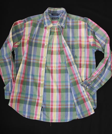 【古着】NAUTICA MADRAS CHECK BD SHIRTS Yellow/Green/Blue/Pink