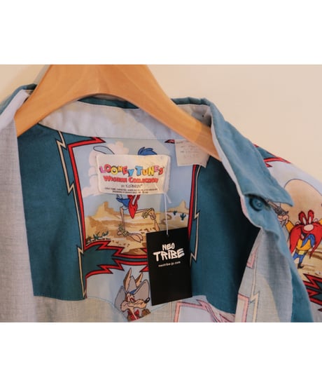 【古着】KARMAN LOONEY TUNES WESTERN SHIRT Green Size XL