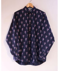 【古着】TOMMY HILFIGER ALL OVER EMBLEM BD SHIRTS Navy Size M