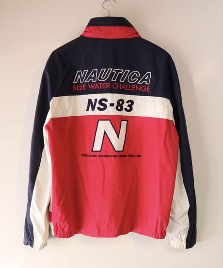 【古着】NAUTICA NYLON JACKET Red/Navy/White Size L