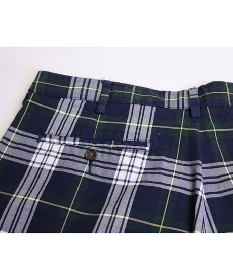 【古着】NAUTICA CHECK SHORT PANTS Navy/White/Green Size W36