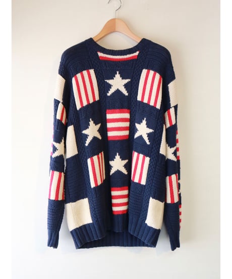 【古着】TOMMY HILFIGER KNIT SWEATER USA Navy/Red/White Size M