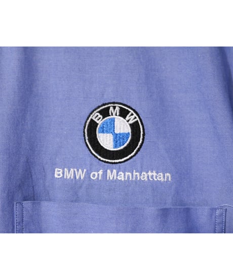 【古着】LANDS’ END BMW LOGO BUTTON DOWN SHIRT Sky Blue Size Regular