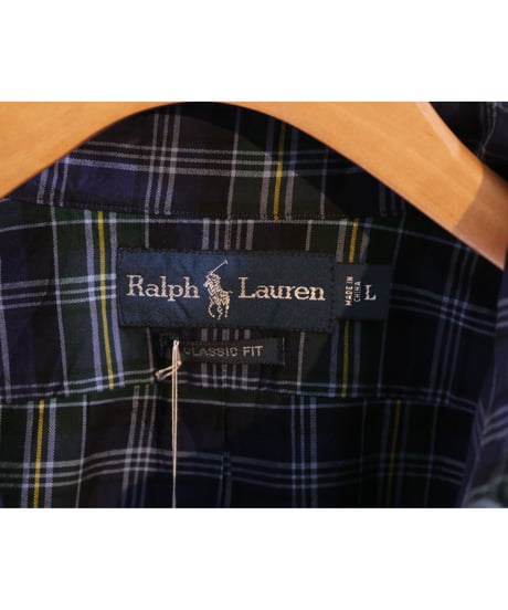 【古着】POLO RALPH LAUREN CHECK BD SHIRTS タータンチェック Navy/Green Size L