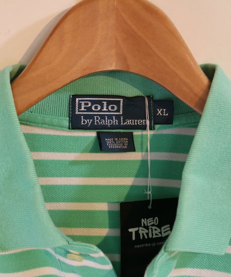 【古着】POLO RALPH LAUREN ポロシャツ ボーダー Green/White Size XL