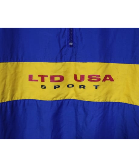 【古着】LIMITED AMERICA LTD USA SPORT NYLON HALF ZIP PULLOVER Blue/Yellow Size M