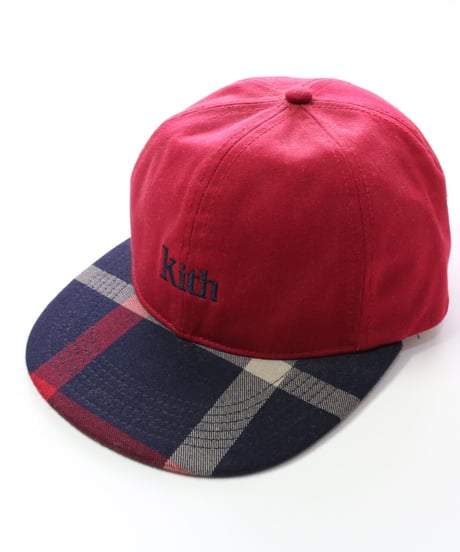 KITH CREST FLAT DAD HAT Navy/Red　キス　チェック　キャップ