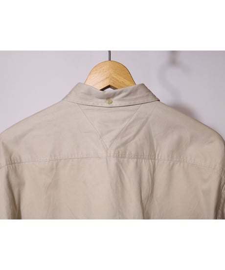 【古着】TOMMY HILFIGER BD SHIRT Beige Size M