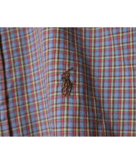 【古着】POLO  RALPH  LAUREN  L/S CHECK BUTTOM SHIRT Brown Size L