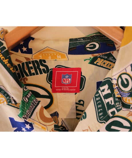 【古着】NFL PACKERS ALOHA SHIRT Beige Size XL