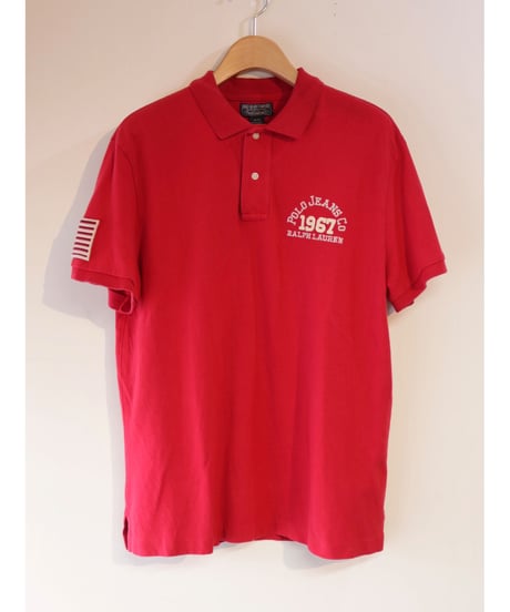 【古着】RALPH LAUREN 1967 POLO JEANS USA BANNER POLO SHIRT Red Size M