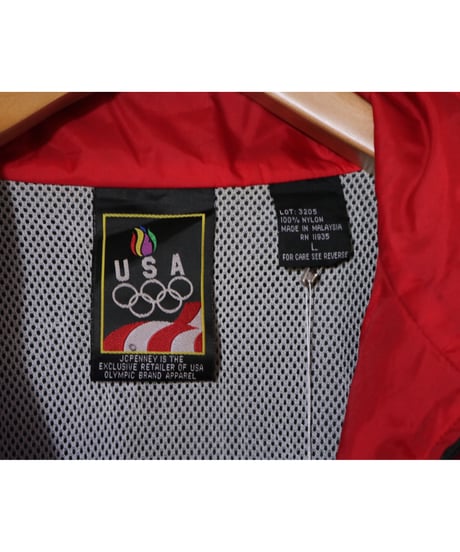 【古着】JCPENNY USA OLYMPIC NYLON JACKET Black/Red Size L