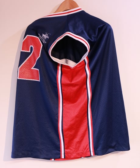 【古着】BEVERLY HILLS POLO CLUB ゲームシャツ Navy/Red Size XL