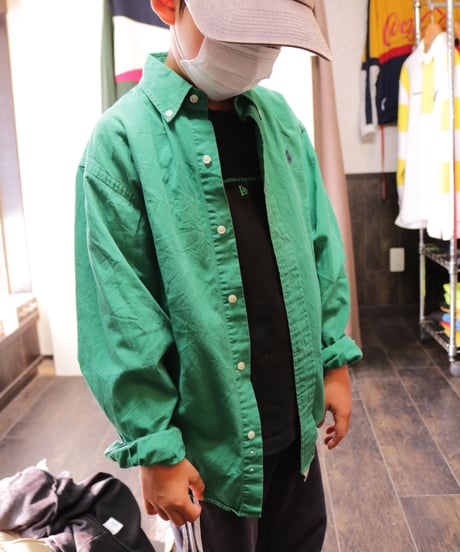 【古着】POLO RALPH LAUREN BD SHIRT Green Size Kids M
