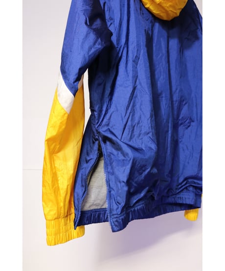 【古着】NBA GOLDEN STATE WARRIORS NYLON PULLOVER Navy/Yellow Size Youth XL