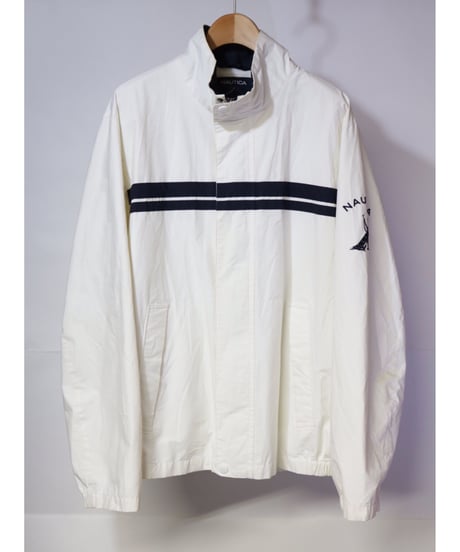 【古着】NAUTICA NYLON JACKET White/Navy Size XL