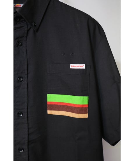 【古着】BURGER KING S/S BUTTOM DOWN SHIRT Black Size US L / ASIA XXL