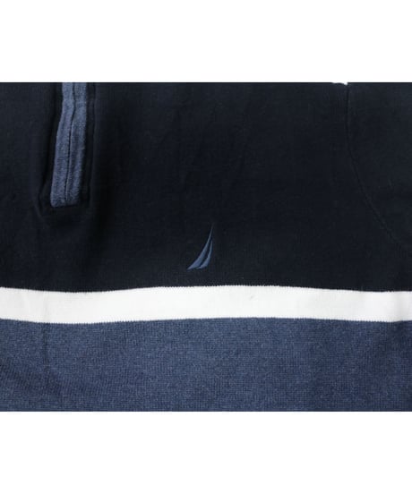 【古着】NAUTICA HALF ZIP SWEATER Black/Dark Blue/White Size M