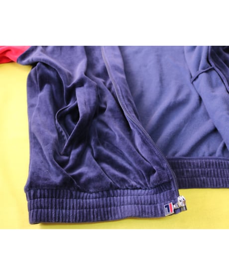 【古着】FILA VELOUR TRACK JACKET Navy/Red/White Size M