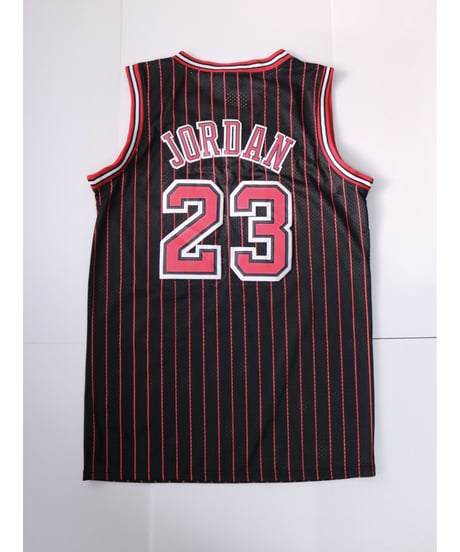 【古着】NBA NIKE BULLS 23 Michael Jordan Stripe Jersey Top Black/Red Size XL