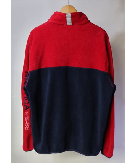 【古着】NAUTICA HALF ZIP FLEECE Red/Navy Size XL